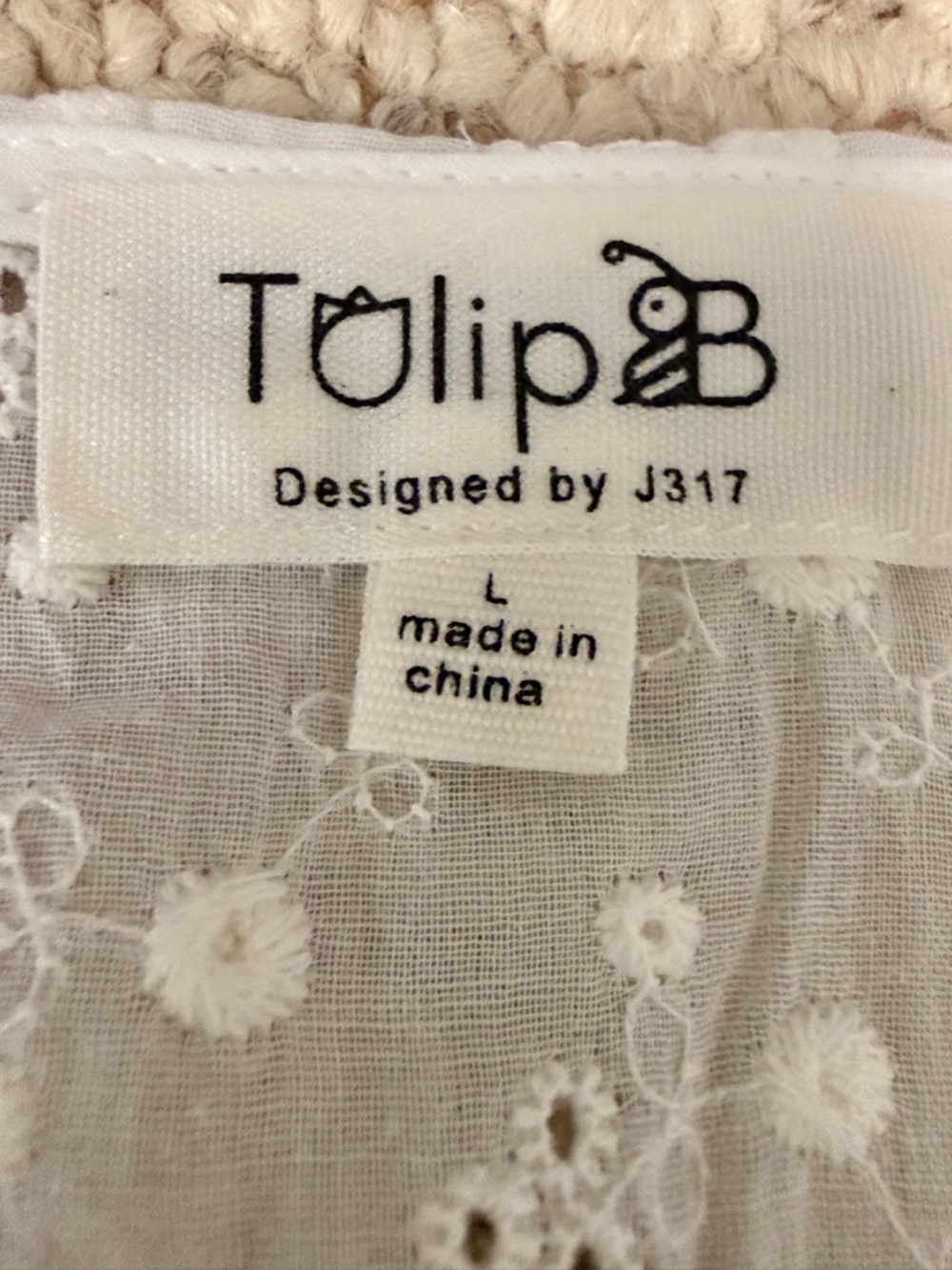 Tulip B White Eyelet Embroidered Peplum Top L NWT Boho Cottagecore - Picture 3 of 7